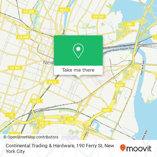 Mapa de Continental Trading & Hardware, 190 Ferry St