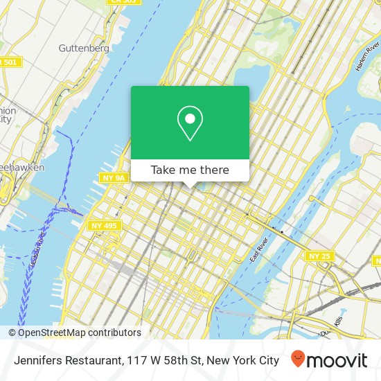 Mapa de Jennifers Restaurant, 117 W 58th St