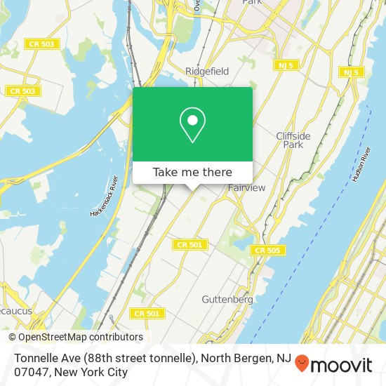 Mapa de Tonnelle Ave (88th street tonnelle), North Bergen, NJ 07047