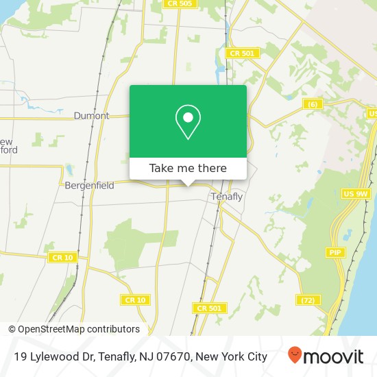Mapa de 19 Lylewood Dr, Tenafly, NJ 07670