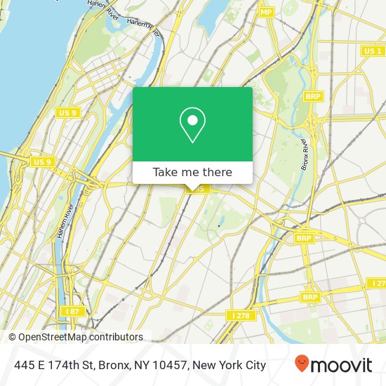 Mapa de 445 E 174th St, Bronx, NY 10457