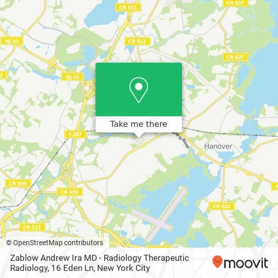Zablow Andrew Ira MD - Radiology Therapeutic Radiology, 16 Eden Ln map