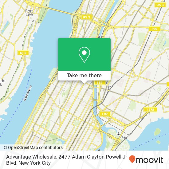 Advantage Wholesale, 2477 Adam Clayton Powell Jr Blvd map