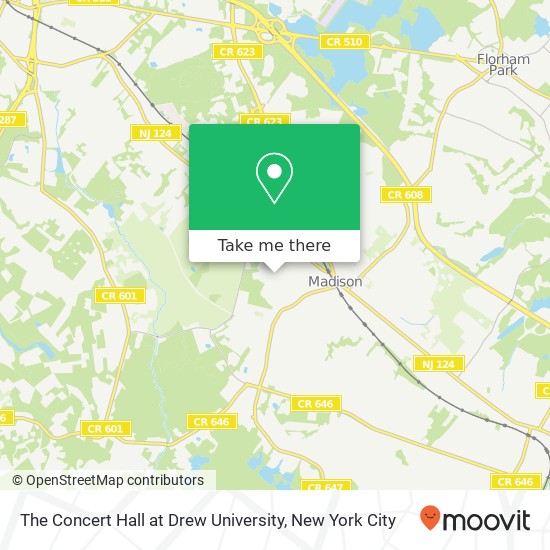 The Concert Hall at Drew University map