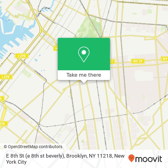 Mapa de E 8th St (e 8th st beverly), Brooklyn, NY 11218