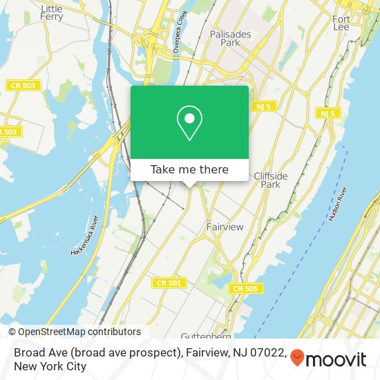 Mapa de Broad Ave (broad ave prospect), Fairview, NJ 07022