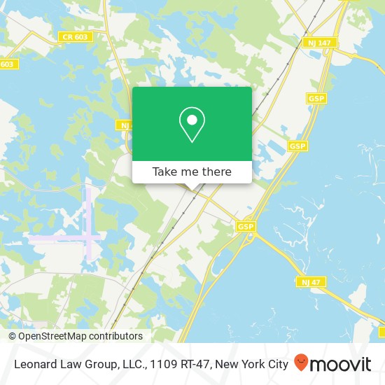 Mapa de Leonard Law Group, LLC., 1109 RT-47