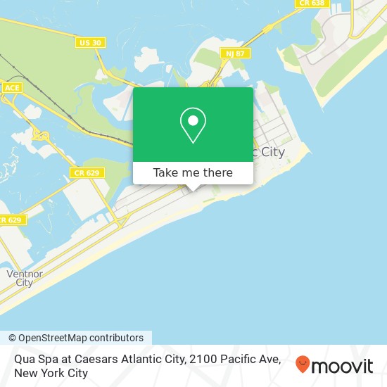 Mapa de Qua Spa at Caesars Atlantic City, 2100 Pacific Ave