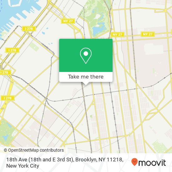 Mapa de 18th Ave (18th and E 3rd St), Brooklyn, NY 11218