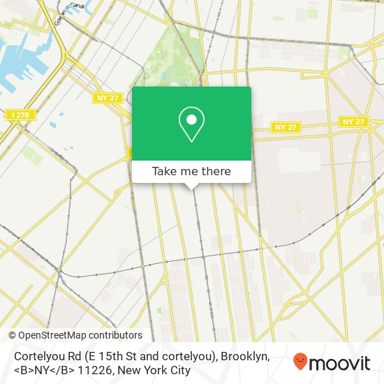 Mapa de Cortelyou Rd (E 15th St and cortelyou), Brooklyn, <B>NY< / B> 11226