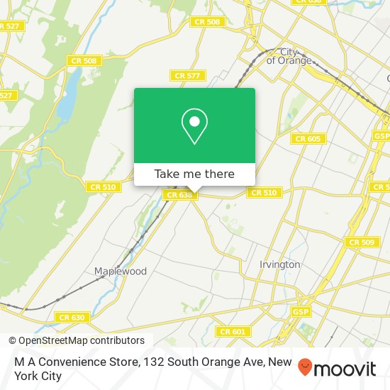 Mapa de M A Convenience Store, 132 South Orange Ave