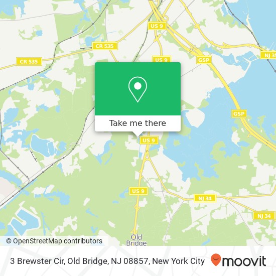 Mapa de 3 Brewster Cir, Old Bridge, NJ 08857