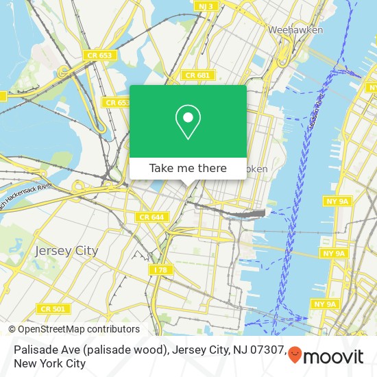 Mapa de Palisade Ave (palisade wood), Jersey City, NJ 07307