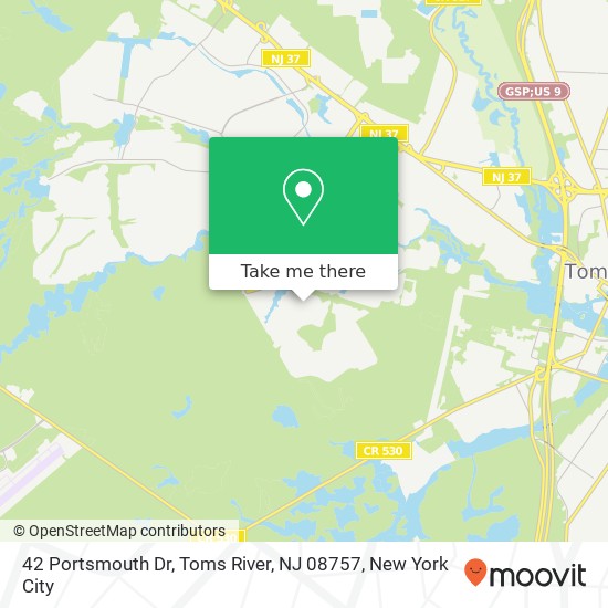 Mapa de 42 Portsmouth Dr, Toms River, NJ 08757