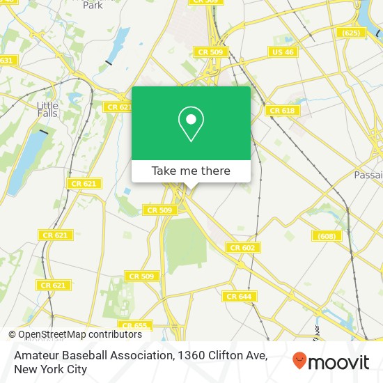 Mapa de Amateur Baseball Association, 1360 Clifton Ave