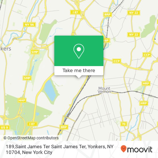 Mapa de 189,Saint James Ter Saint James Ter, Yonkers, NY 10704