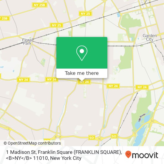 Mapa de 1 Madison St, Franklin Square (FRANKLIN SQUARE), <B>NY< / B> 11010
