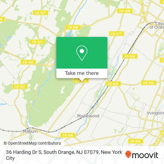 Mapa de 36 Harding Dr S, South Orange, NJ 07079