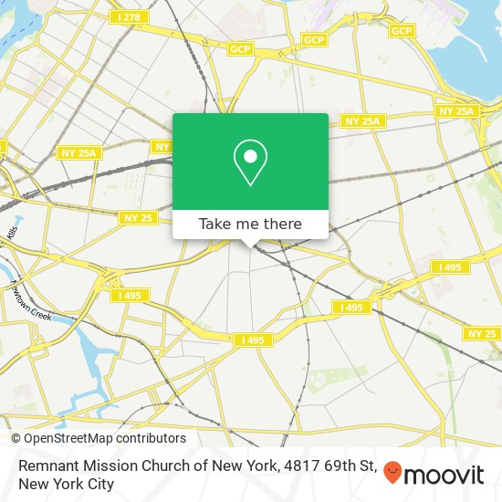 Remnant Mission Church of New York, 4817 69th St map