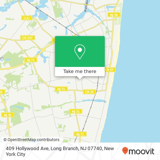 Mapa de 409 Hollywood Ave, Long Branch, NJ 07740