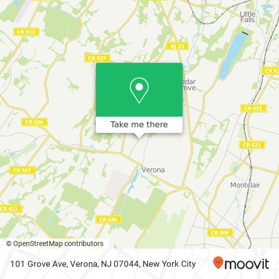 Mapa de 101 Grove Ave, Verona, NJ 07044