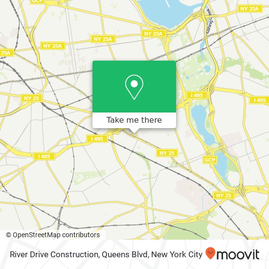 River Drive Construction, Queens Blvd map
