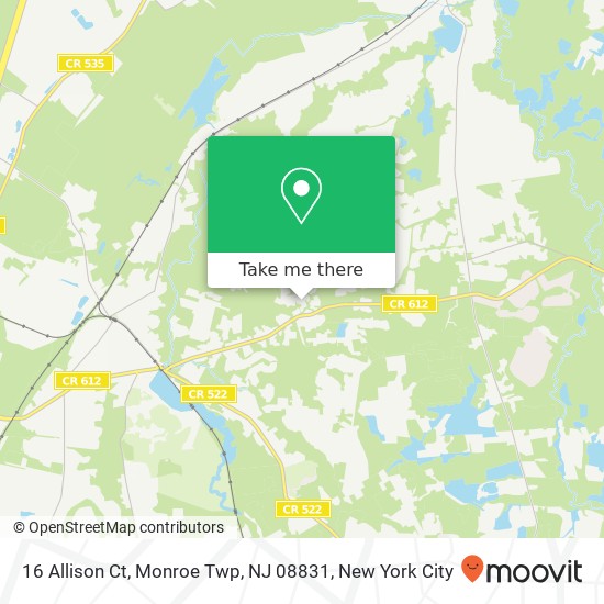 Mapa de 16 Allison Ct, Monroe Twp, NJ 08831