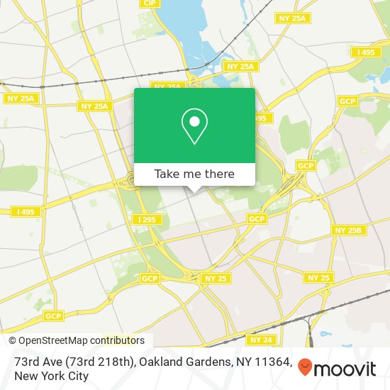 Mapa de 73rd Ave (73rd 218th), Oakland Gardens, NY 11364