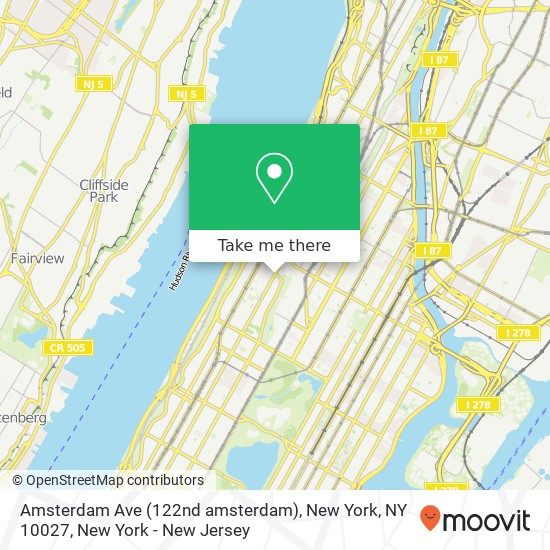 Amsterdam Ave (122nd amsterdam), New York, NY 10027 map
