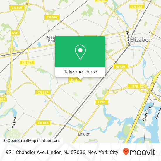 Mapa de 971 Chandler Ave, Linden, NJ 07036