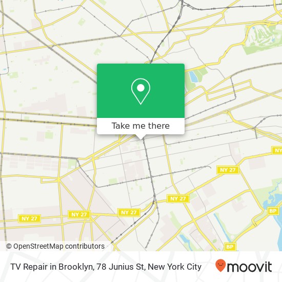 TV Repair in Brooklyn, 78 Junius St map