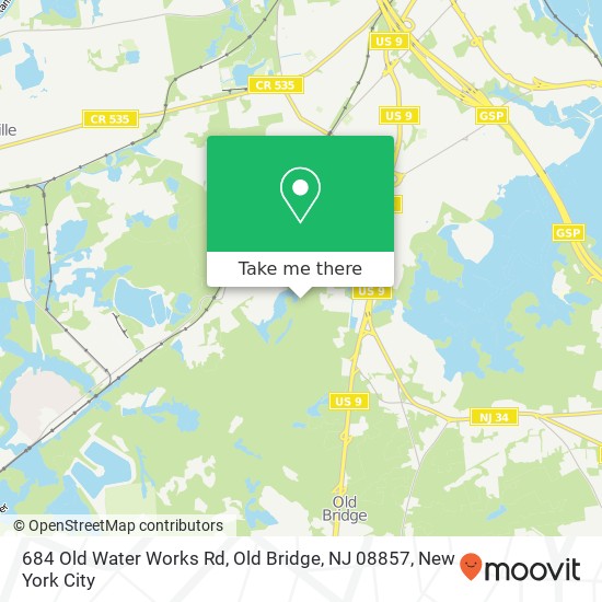 Mapa de 684 Old Water Works Rd, Old Bridge, NJ 08857