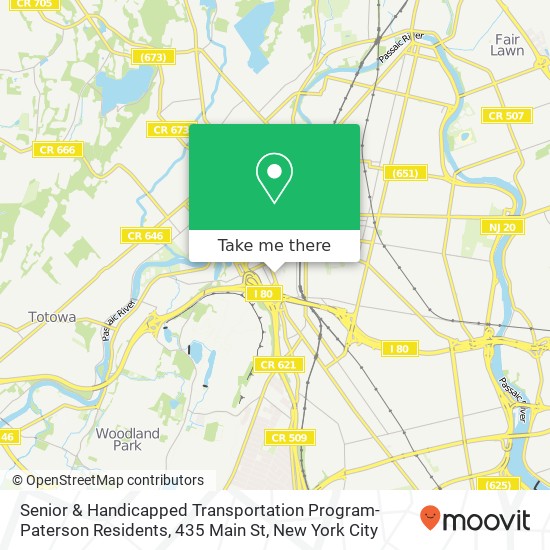 Senior & Handicapped Transportation Program-Paterson Residents, 435 Main St map