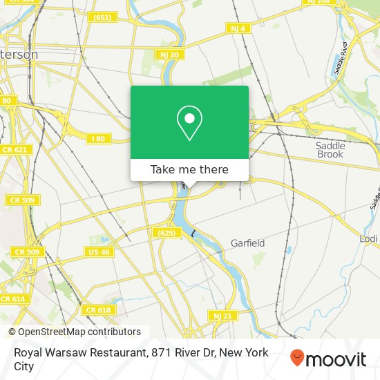 Royal Warsaw Restaurant, 871 River Dr map