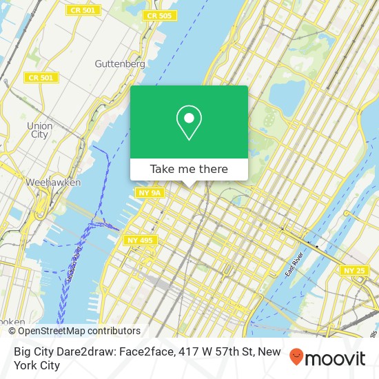 Mapa de Big City Dare2draw: Face2face, 417 W 57th St