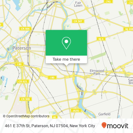 Mapa de 461 E 37th St, Paterson, NJ 07504
