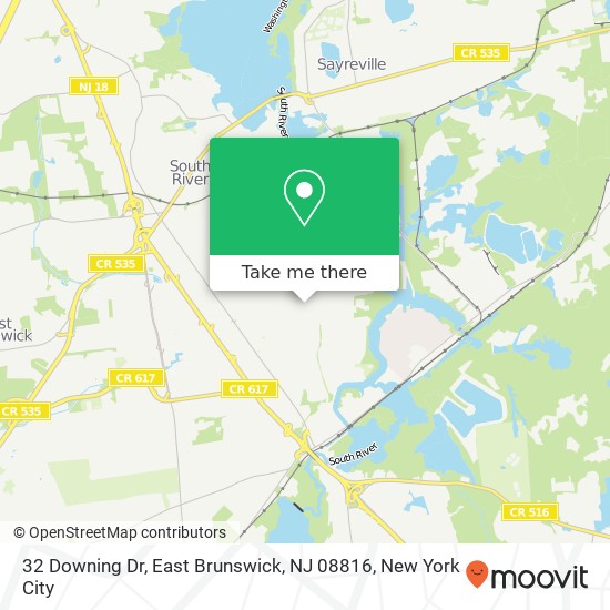 Mapa de 32 Downing Dr, East Brunswick, NJ 08816