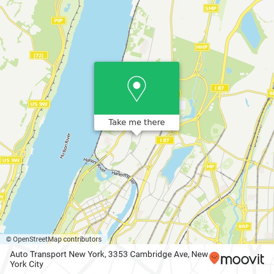 Mapa de Auto Transport New York, 3353 Cambridge Ave