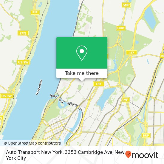 Auto Transport New York, 3353 Cambridge Ave map