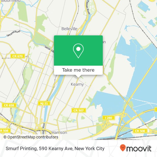 Mapa de Smurf Printing, 590 Kearny Ave
