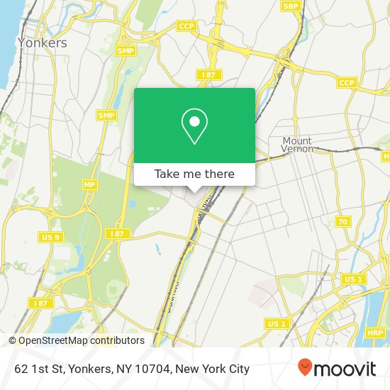 Mapa de 62 1st St, Yonkers, NY 10704