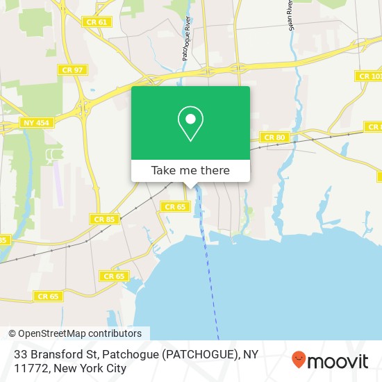 Mapa de 33 Bransford St, Patchogue (PATCHOGUE), NY 11772
