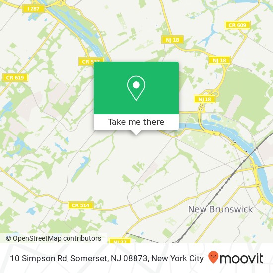Mapa de 10 Simpson Rd, Somerset, NJ 08873