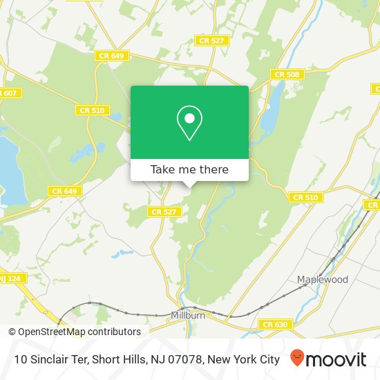 Mapa de 10 Sinclair Ter, Short Hills, NJ 07078