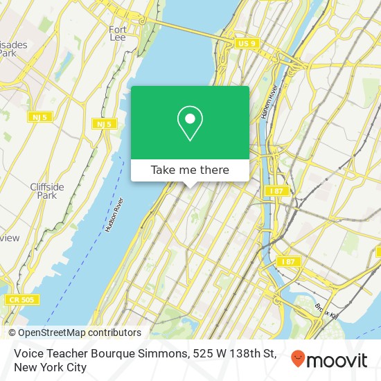 Mapa de Voice Teacher Bourque Simmons, 525 W 138th St