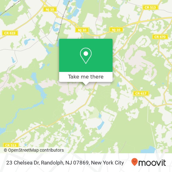 Mapa de 23 Chelsea Dr, Randolph, NJ 07869