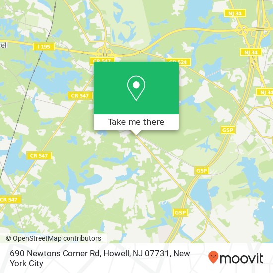 Mapa de 690 Newtons Corner Rd, Howell, NJ 07731
