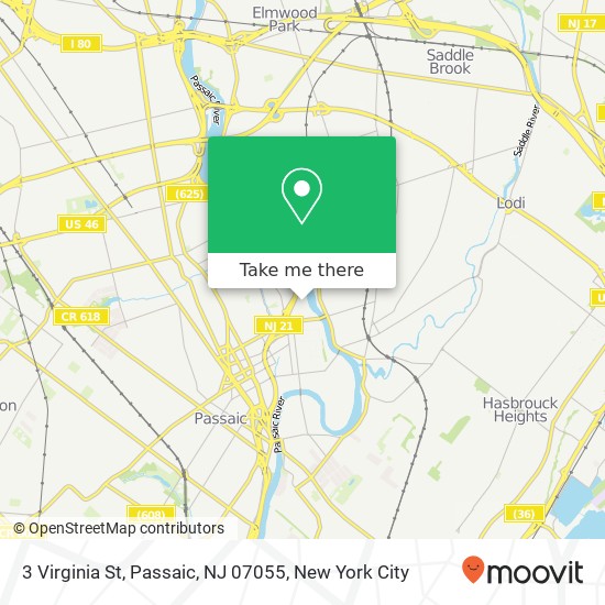 Mapa de 3 Virginia St, Passaic, NJ 07055