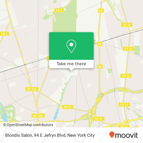 Mapa de Blondis Salon, 94 E Jefryn Blvd