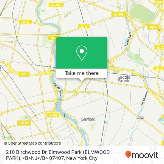 210 Birchwood Dr, Elmwood Park (ELMWOOD PARK), <B>NJ< / B> 07407 map